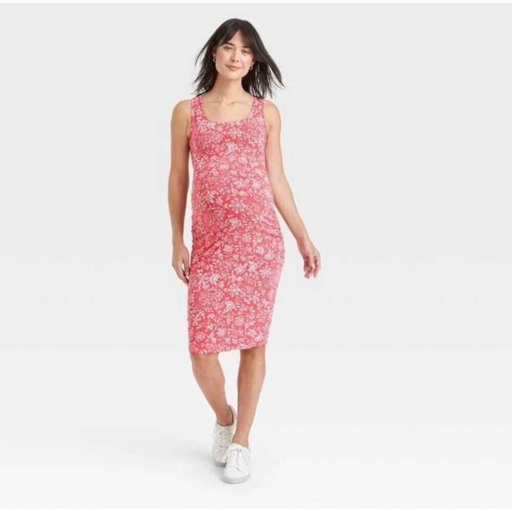 NWT Isabel Maternity Dress Floral Boho Cottage Summer Y2K Casual Pink Size Small